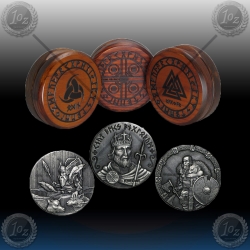 3x 2oz NIUE $2 Dollars 2015 "VIKINGS - Odin, King Cnut, Ragnar" Antique finish